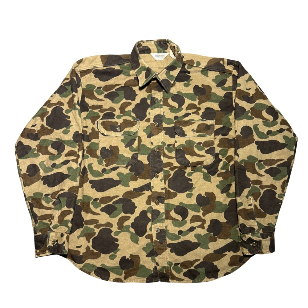 Vintage Five Brother Camo Chamois Shirt XL Duck Hunter Made in USA